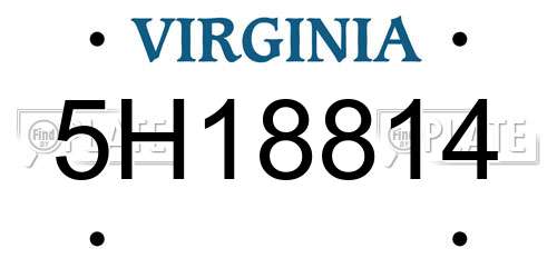 5H18814 Virginia License Plate