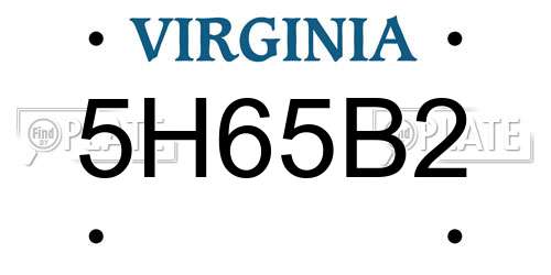 5H65B2 Virginia License Plate
