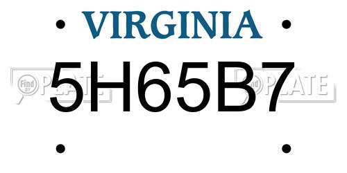 5H65B7 Virginia License Plate