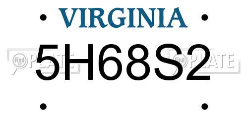 5H68S2 Virginia License Plate
