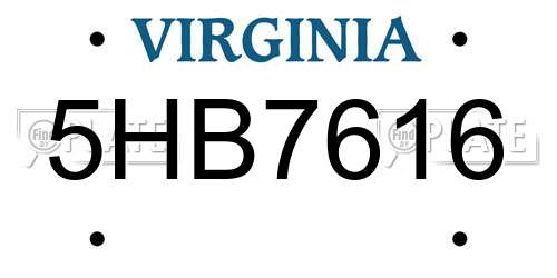 5HB7616 Virginia License Plate