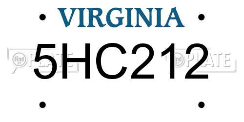 5HC212 Virginia License Plate