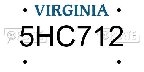 5HC712 Virginia License Plate