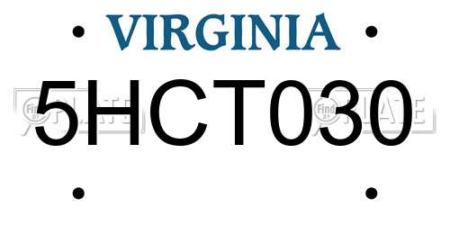 5HCT030 Virginia License Plate
