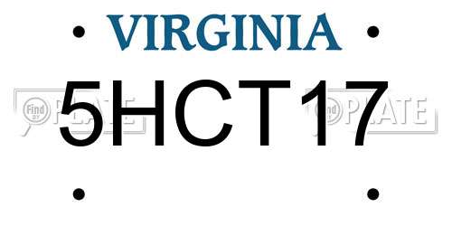 5HCT17 Virginia License Plate