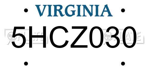 5HCZ030 Virginia License Plate