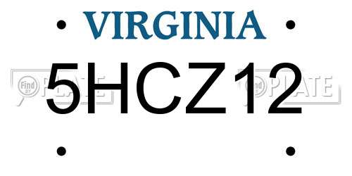 5HCZ12 Virginia License Plate