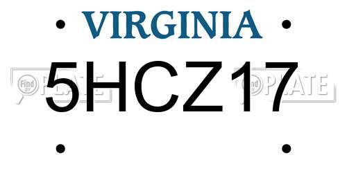 5HCZ17 Virginia License Plate
