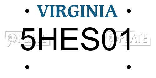 5HES01 Virginia License Plate