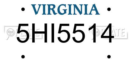 5HI5514 Virginia License Plate