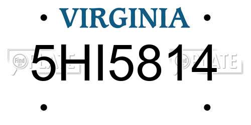 5HI5814 Virginia License Plate
