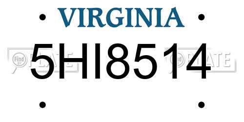 5HI8514 Virginia License Plate