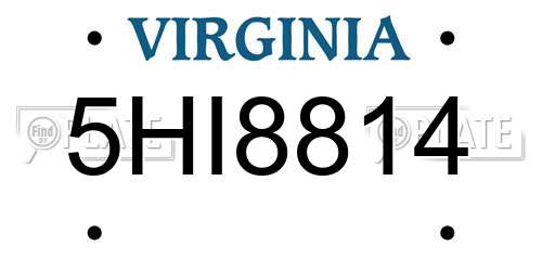 5HI8814 Virginia License Plate