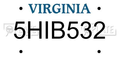 5HIB532 Virginia License Plate