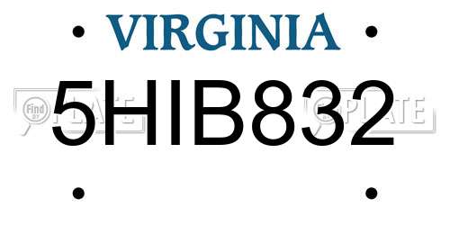 5HIB832 Virginia License Plate