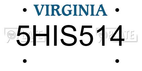 5HIS514 Virginia License Plate