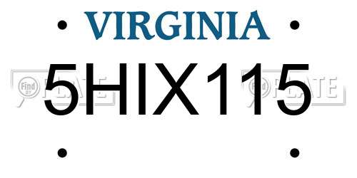 5HIX115 Virginia License Plate