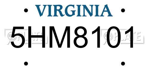 5HM8101 Virginia License Plate
