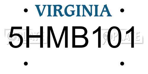 5HMB101 Virginia License Plate