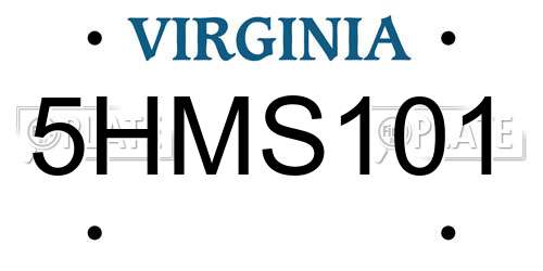 5HMS101 Virginia License Plate