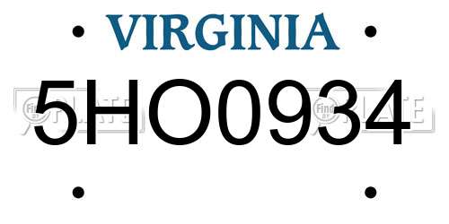 5HO0934 Virginia License Plate