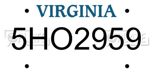 5HO2959 Virginia License Plate