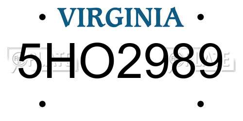 5HO2989 Virginia License Plate