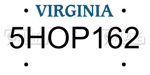 5HOP162 Virginia License Plate