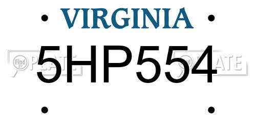 5HP554 Virginia License Plate