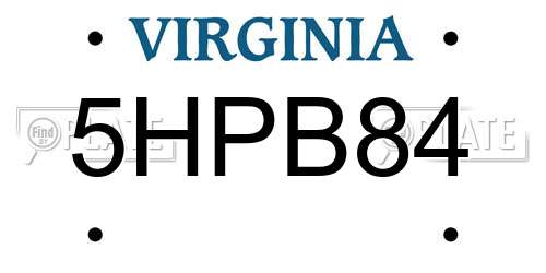 5HPB84 Virginia License Plate