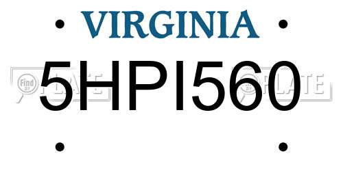 5HPI560 Virginia License Plate