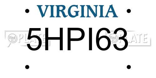 5HPI63 Virginia License Plate