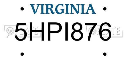 5HPI876 Virginia License Plate