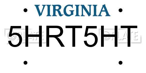 5HRT5HT Virginia License Plate
