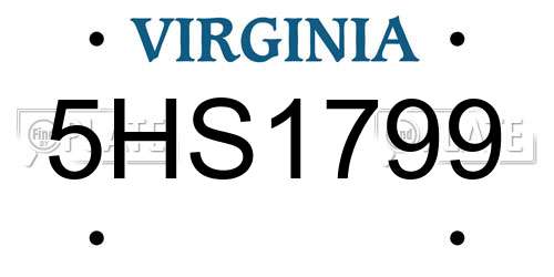 5HS1799 Virginia License Plate