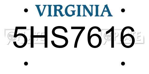5HS7616 Virginia License Plate