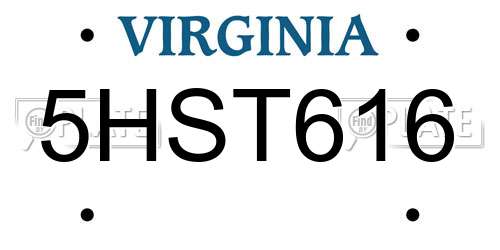 5HST616 Virginia License Plate