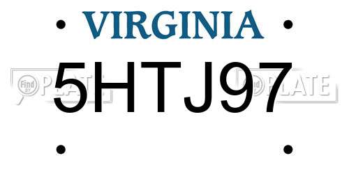 5HTJ97 Virginia License Plate