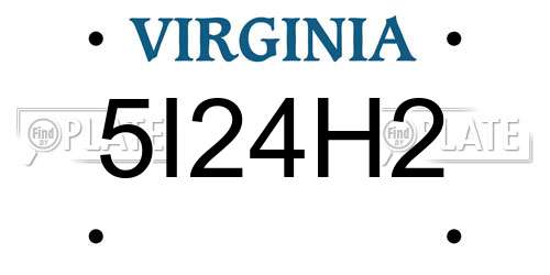 5I24H2 Virginia License Plate