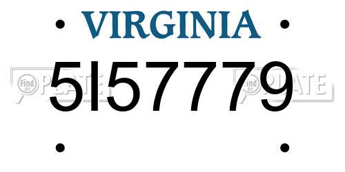 5I57779 Virginia License Plate