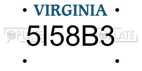 5I58B3 Virginia License Plate