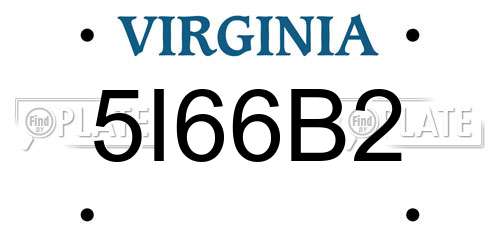 5I66B2 Virginia License Plate