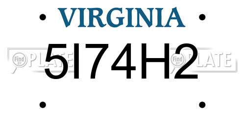 5I74H2 Virginia License Plate