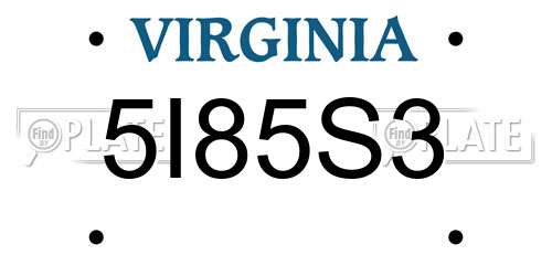 5I85S3 Virginia License Plate