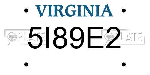 5I89E2 Virginia License Plate