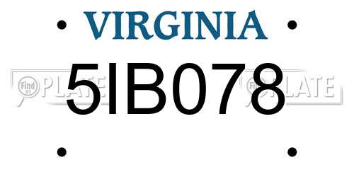 5IB078 Virginia License Plate
