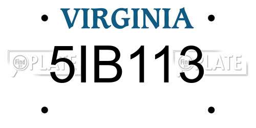 5IB113 Virginia License Plate