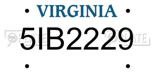 5IB2229 Virginia License Plate