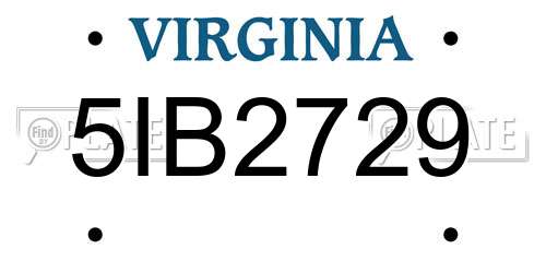 5IB2729 Virginia License Plate
