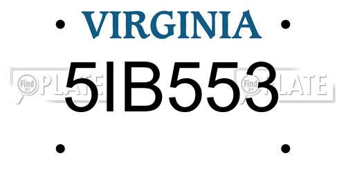 5IB553 Virginia License Plate